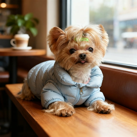 Pet Dog Clothing Two-Legged Down Jacket for Small Breed Winter Outdoor Warmth Windproof Abrasion-Resistant Coat with Back Length 9.84in to 13.78in