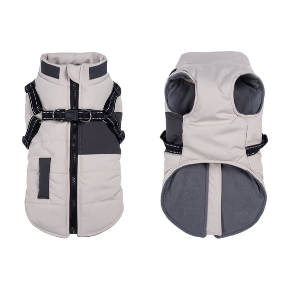 Dog Coat with Harness Built in,Waterproof Dog Jacket,Pet Harness Vest with Fleece Lining,Small Puppy Clothes Reflective for Cold Weather