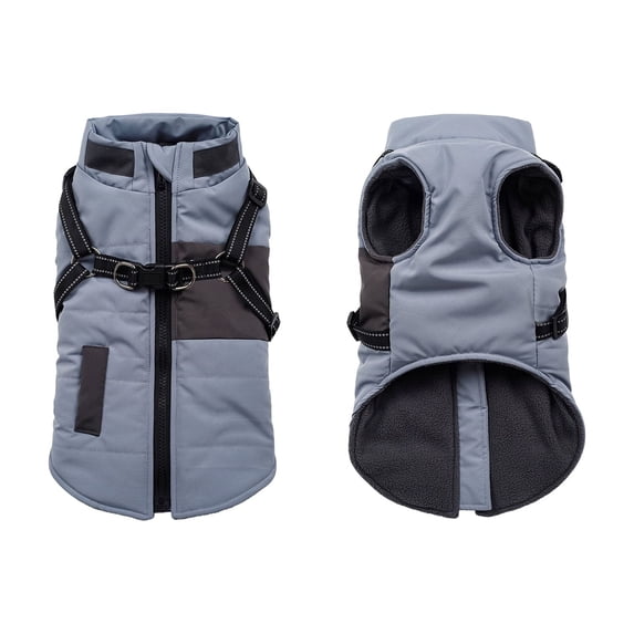 Dog Coat with Harness Built in,Waterproof Dog Jacket,Pet Harness Vest with Fleece Lining,Small Puppy Clothes Reflective for Cold Weather
