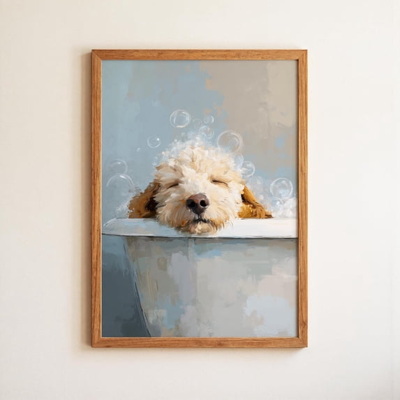 Dog Cockapoo Sleeping Cotswolds Bubble Bath Bathroom Cozy Bathroom ...