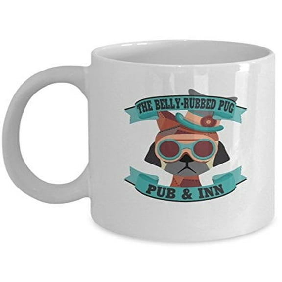 Dog 11 oz Coffee Mug - The Belly-Rubbed Pug White Ceramic Gift
