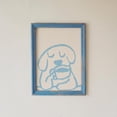Draw Coffee Line Dog Coffee Wall Art, Minimalist Line Drawing, Modern, Kitchen And ...