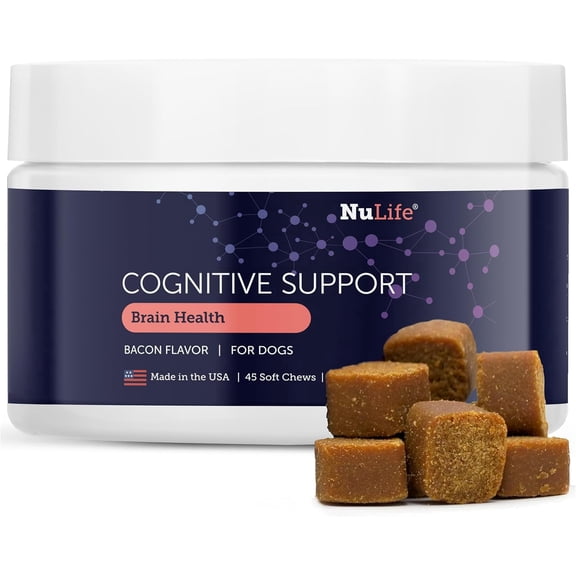 Dog Cognitive Supplement - Supports Senior Dog Memory, Alertness, and Behavior with DHA (Omega 3) and Ashwagandha - Helps Promote Brain Health and Focus in Aging Dogs - 45 Soft Chews