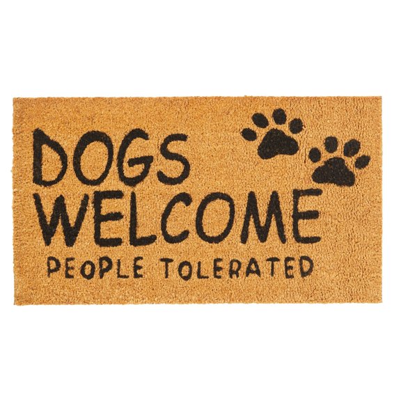 Dog Coir Doormat, Dogs Welcome People Tolerated, Natural Outdoor Door Mat for Porch (30 x 17 In)
