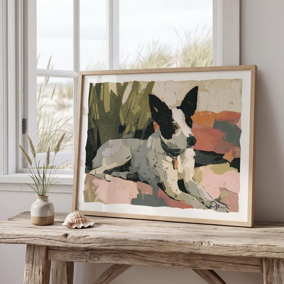 Dog Collage Geometric Neutral Decor Wall Art
