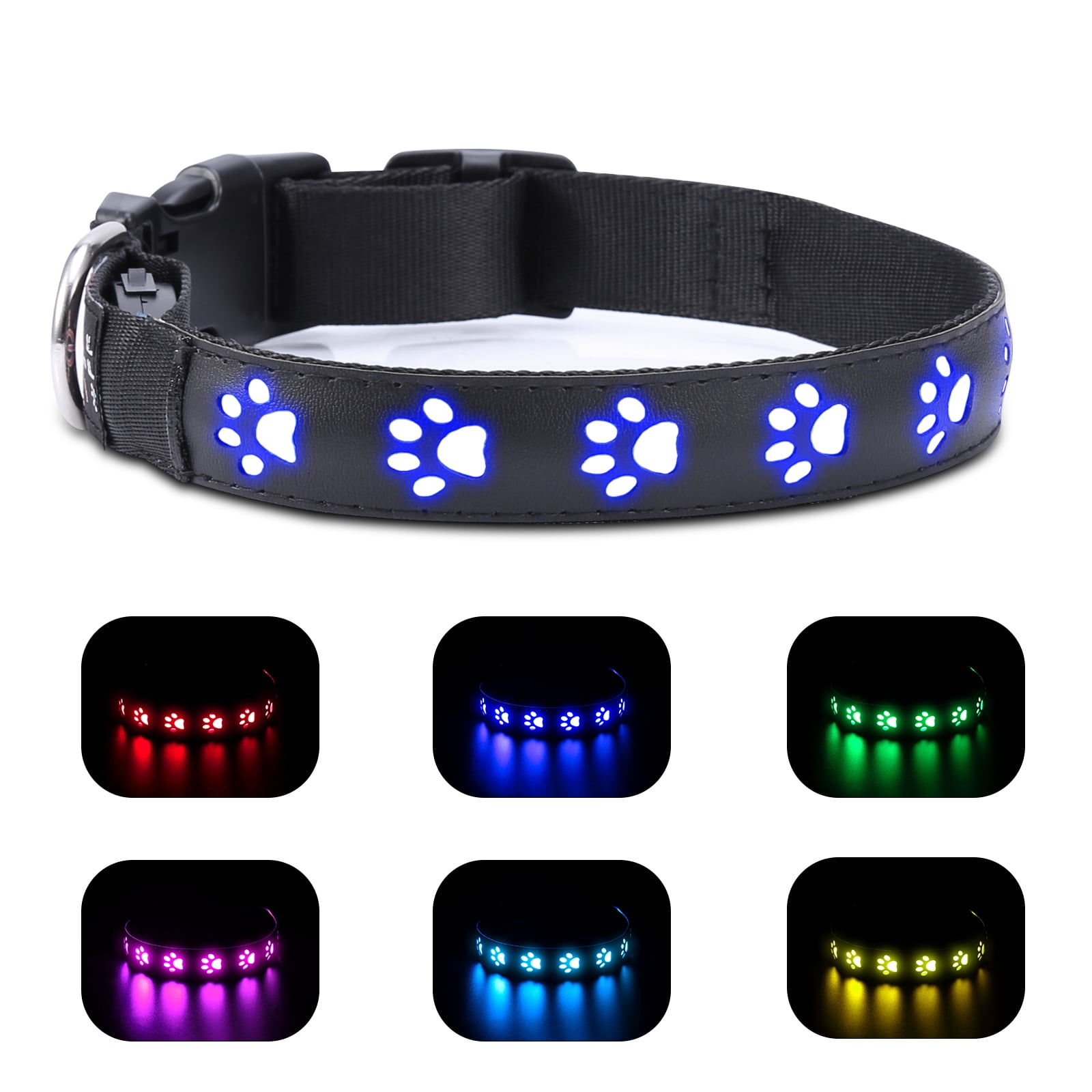 Dog Collar, AMIR Waterproof Rechargeable Dog Collar LED Dog Collar Dog