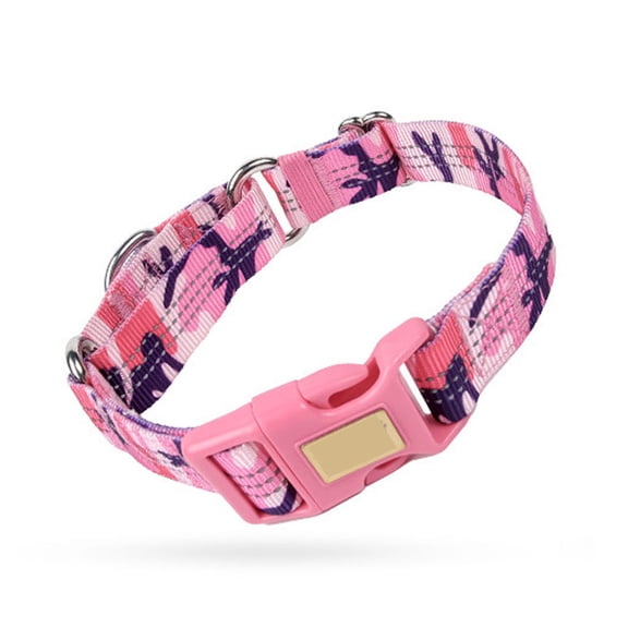 Dog Collar Adjustable Camouflage Pet Collar with Double D-Ring, Nylon Dog Neck Strap for Small Medium Large Dogs, Outdoor Training Walking E Size:M