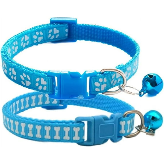Dog Collar with Bell,1/2-Pack Basic & Bone Cat Collars with Bells Small Puppy Collar Girl for XXS Xs Small Tiny Pet Dogs Female Kitten Girls Animal, Neck 7-12 Inch