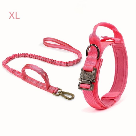 Dog Collar and Bougee Leash Set, Heavy Duty Dog Collars, Adjustable Training Leash for Medium & Large Dogs, No-Pull, Running, Walking, Durable and Comfortable Leash for Outdoor Adventures