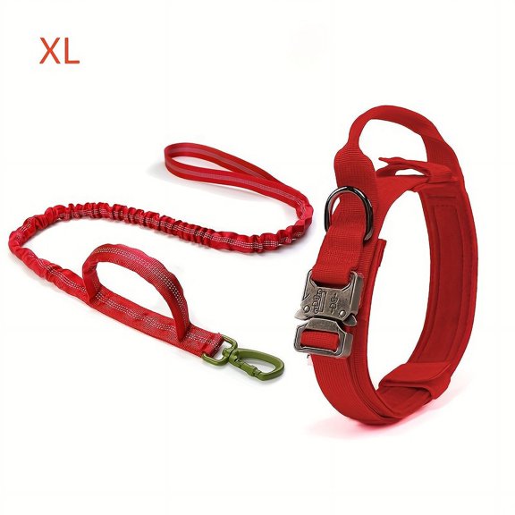 Dog Collar and Bougee Leash Set, Heavy Duty Dog Collars, Adjustable Training Leash for Medium & Large Dogs, No-Pull, Running, Walking, Durable and Comfortable Leash for Outdoor Adventures