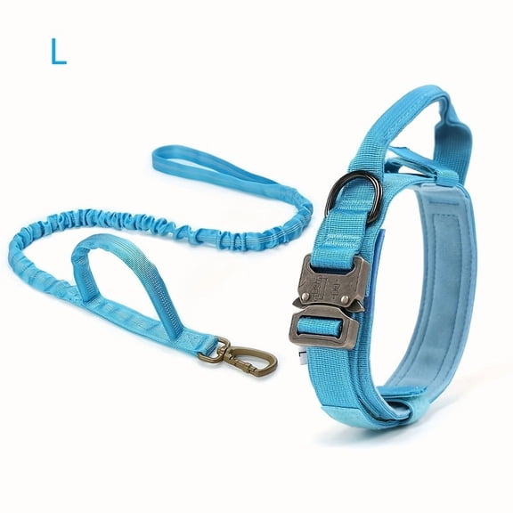 Dog Collar and Bougee Leash Set, Heavy Duty Dog Collars, Adjustable Training Leash for Medium & Large Dogs, No-Pull, Running, Walking, Durable and Comfortable Leash for Outdoor Adventures