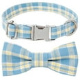 thumbnail image 1 of Dog Collar with Bow, Stylish Cute Plaid Small Dog Collar Soft Comfy Bowtie Dog Collar for Girl Boy Dog, Puppy Collars with Metal Bow Tie Dog Collar for Small Medium Large Dog（L）, 1 of 2