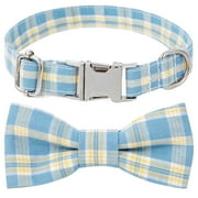 Dog Collar with Bow, Stylish Cute Plaid Small Dog Collar Soft Comfy Bowtie Dog Collar for Girl Boy Dog, Puppy Collars with Metal Bow Tie Dog Collar for Small Me