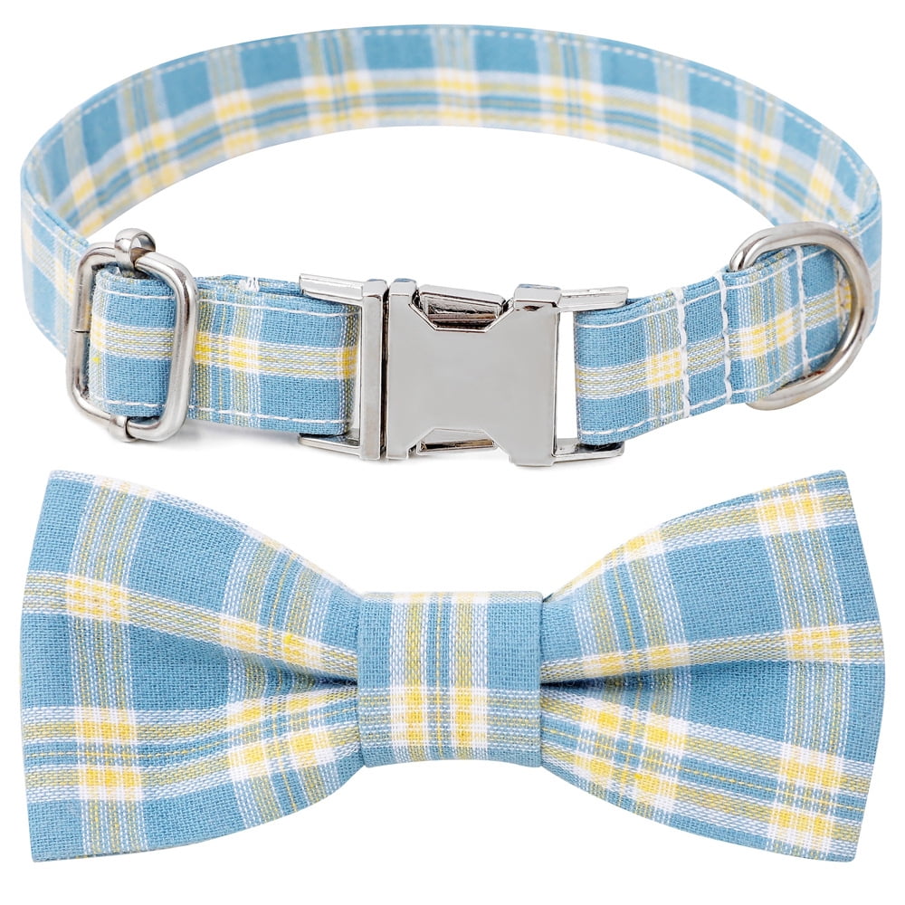 Dog Collar with Bow, Stylish Cute Plaid Small Dog Collar Soft Comfy ...