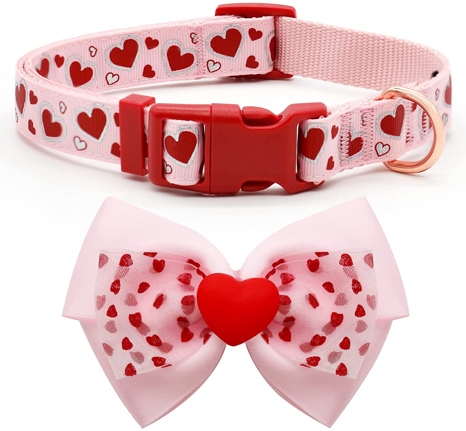 Pettsie Pink Matching Dog Collar Bow Tie and Owner Friendship Bracelet