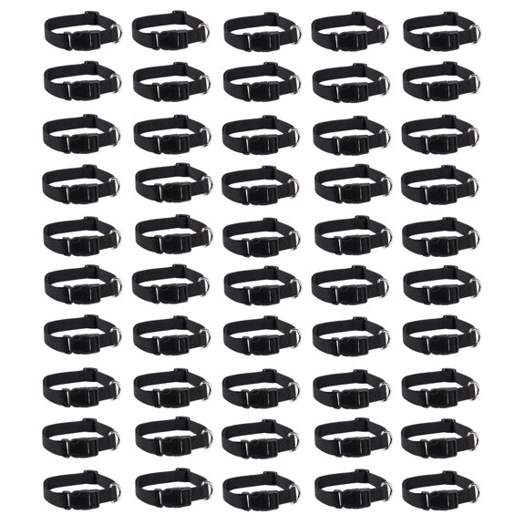 Dog Collar Bulk Packs Black Nylon Shelter Rescue Vet 4 Adjustable Sizes (10 to 16 Inch - 75 Collars)