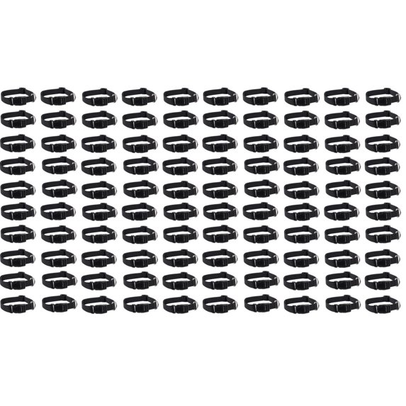 Dog Collar Bulk Packs Black Nylon Shelter Rescue Vet 4 Adjustable Sizes (14 to 20 Inch - 100 Collars)