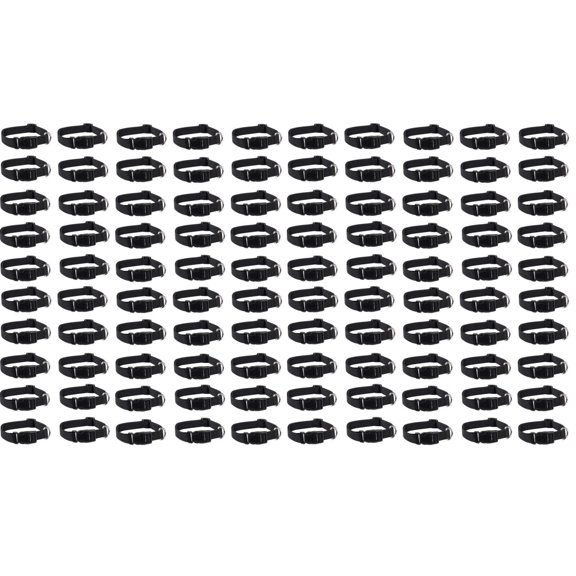 Dog Collar Bulk Packs Black Nylon Shelter Rescue Vet 4 Adjustable Sizes (6 to 10 Inch - 100 Collars)