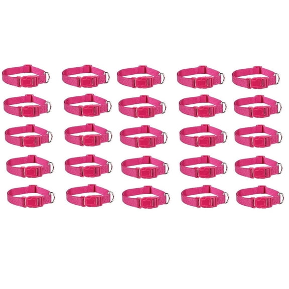 Dog Collar Bulk Packs Bright Pink Nylon Shelter Rescue Vet 4 Adjustable Sizes (10 to 16 Inch - 25 Collars)