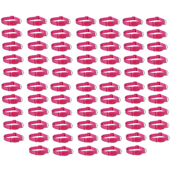 Dog Collar Bulk Packs Bright Pink Nylon Shelter Rescue Vet 4 Adjustable Sizes (14 to 20 Inch - 75 Collars)