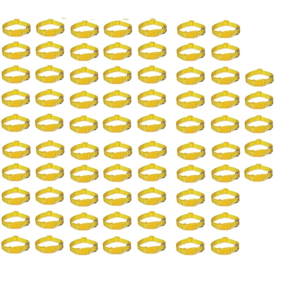 Dog Collar Bulk Packs Yellow Nylon Shelter Rescue Vet 4 Adjustable Sizes (14 to 20 Inch - 75 Collars)