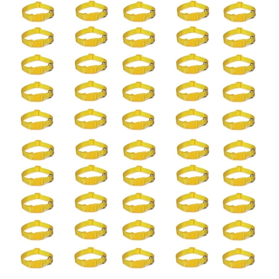 Dog Collar Bulk Packs Yellow Nylon Shelter Rescue Vet 4 Adjustable Sizes (6 to 10 Inch - 50 Collars)