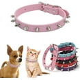 thumbnail image 1 of Dog Collar,  Cat Collars Spiky Studded Puppy Collar Boy Stud Rivet Pu Leather Mushroom Adjustable for XSmall Small Medium Breed 1Pack, 1 of 6