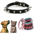 thumbnail image 1 of Dog Collar,  Cat Collars Spiky Studded Puppy Collar Boy Stud Rivet Pu Leather Mushroom Adjustable for XSmall Small Medium Breed 1Pack, 1 of 6