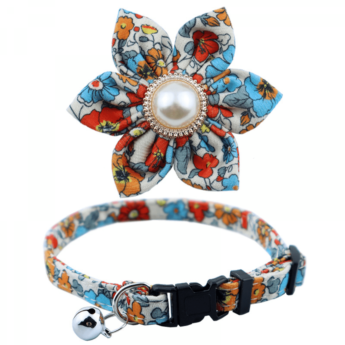 Dog Collar, Dog Collar with Flower, Girl Dog Collar Soft Floral Pet Collar  Adjustable Cute Dog Cat Collar with Safety Buckle for Small Medium Dogs.BF1G6  