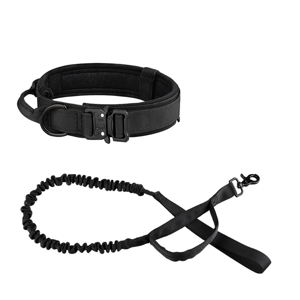 Dog Collar Durable Tactical Leash Set Adjustable Pet Collar Leash Medium Large Dog Shepherd Training Accessories