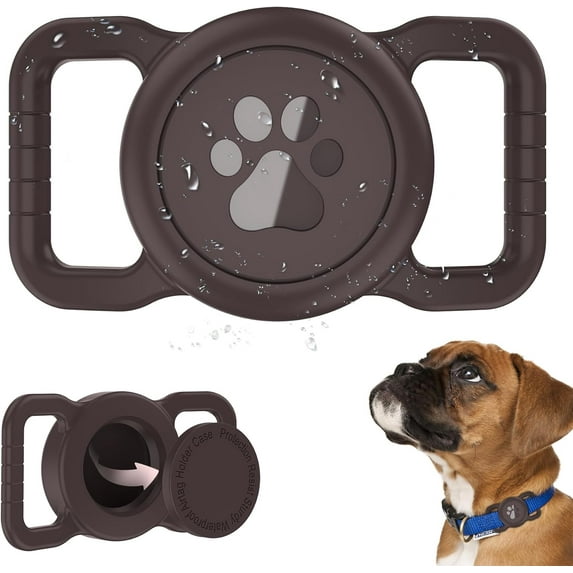 Dog Collar Holder,  Waterproof Dog Airtag Holder, Silicone Full Body Covered Anti-Lost Protective Apple Air Tag Holder for Pet Collar - Fits All Width Collars