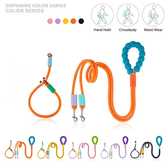 Dog Collar & Leash Set, 5Ft Heavy Duty Dual Handle Training Leash, Padded, for All Size Dogs