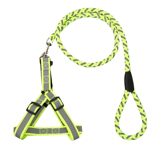 Dog Collar Leash Set, Nylon Reflective Anti Lost Traction Rope, Breathable Vest Harness with Buckle, Outdoor Walking Training Leash for Small Medium Large Dogs