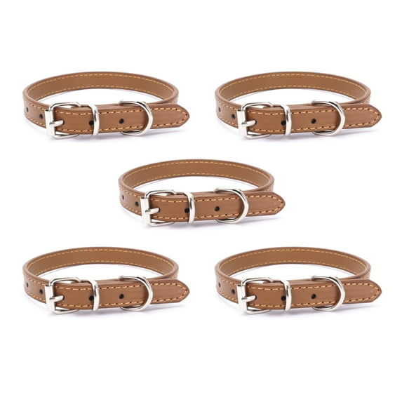 Dog Collar Leather Puppy Collars Adjustable Dog Collars fo Small Dogs Multicolor Pet Collar - Light brown