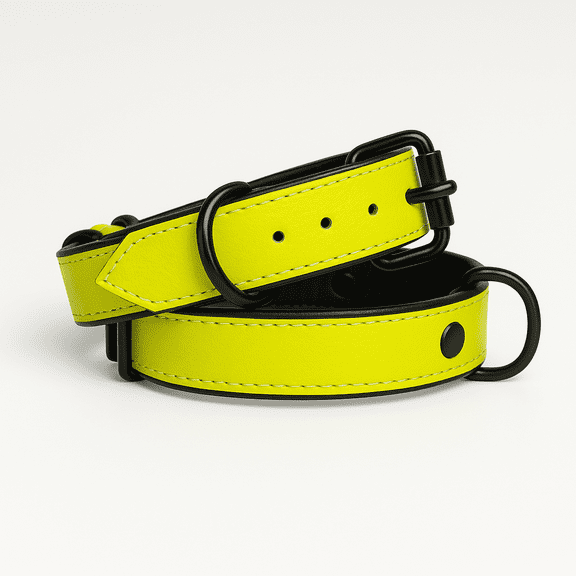 Dog Collar, Lime Green Dog Collar with Black Inner Liner - XXS/XS