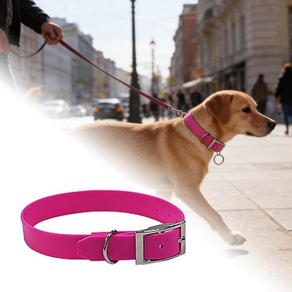 Dog Collar PVC Material Coated Nylon Adjustable Strong Double Clasps D Ring Chew Proof for All Dog Breeds Water Resistant Daily Use