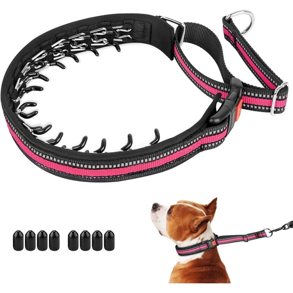 Dog Collar, Patented Martingale No Pull Collar for Small Medium Large Dogs with Buckle for Walking Training, Hidden Design (Black, Medium,2.5mm,14.5"-18.5" Neck)