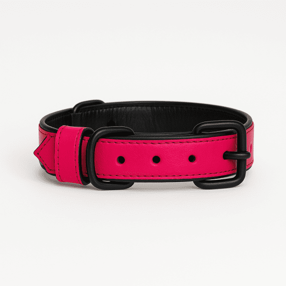 Dog Collar, Pink Dog Collar with Black Inner Liner - 2XL/3XL