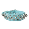thumbnail image 1 of Dog Collar, Punk Style Leather Round Defense Pet Collar, Studded Metal Buckle Adjustable Comfortable for Medium Large Dogs, Light Blue, 1 of 2