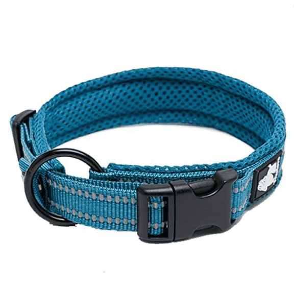 Dog Collar Reflective Premium  Buckle,High   Nylon Webbing No Choke Basic Collars(Blue,S)