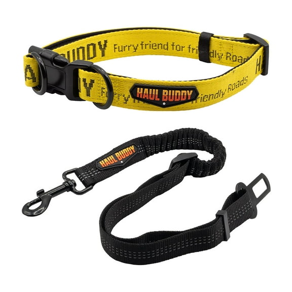 Dog Collar with Seat Belt for Car w/ Elastic Buffer Design and 360° Rotatable Swivel Clasp and Adjustable Quick Release Collar for Male Female Large Dog