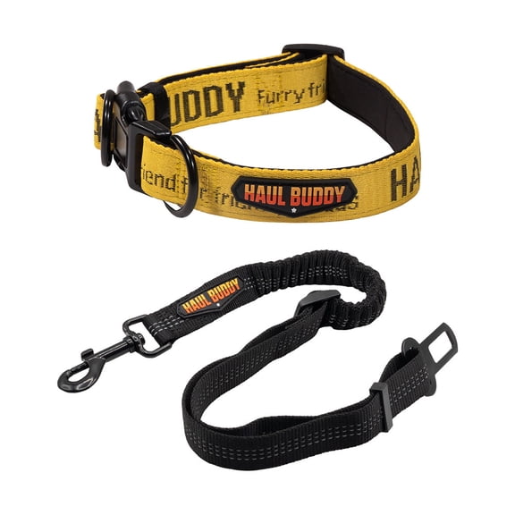 Dog Collar with Seat Belt for Car w/ Elastic Buffer Design and 360 Rotatable Swivel Clasp and Adjustable Quick Release Collar for Male Female Medium Dog