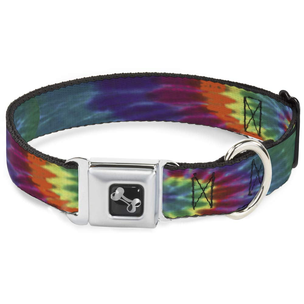 Dog Collar Seatbelt Buckle BuckleDown Tie Dye 18 to 32 Inches 1.5 Inch