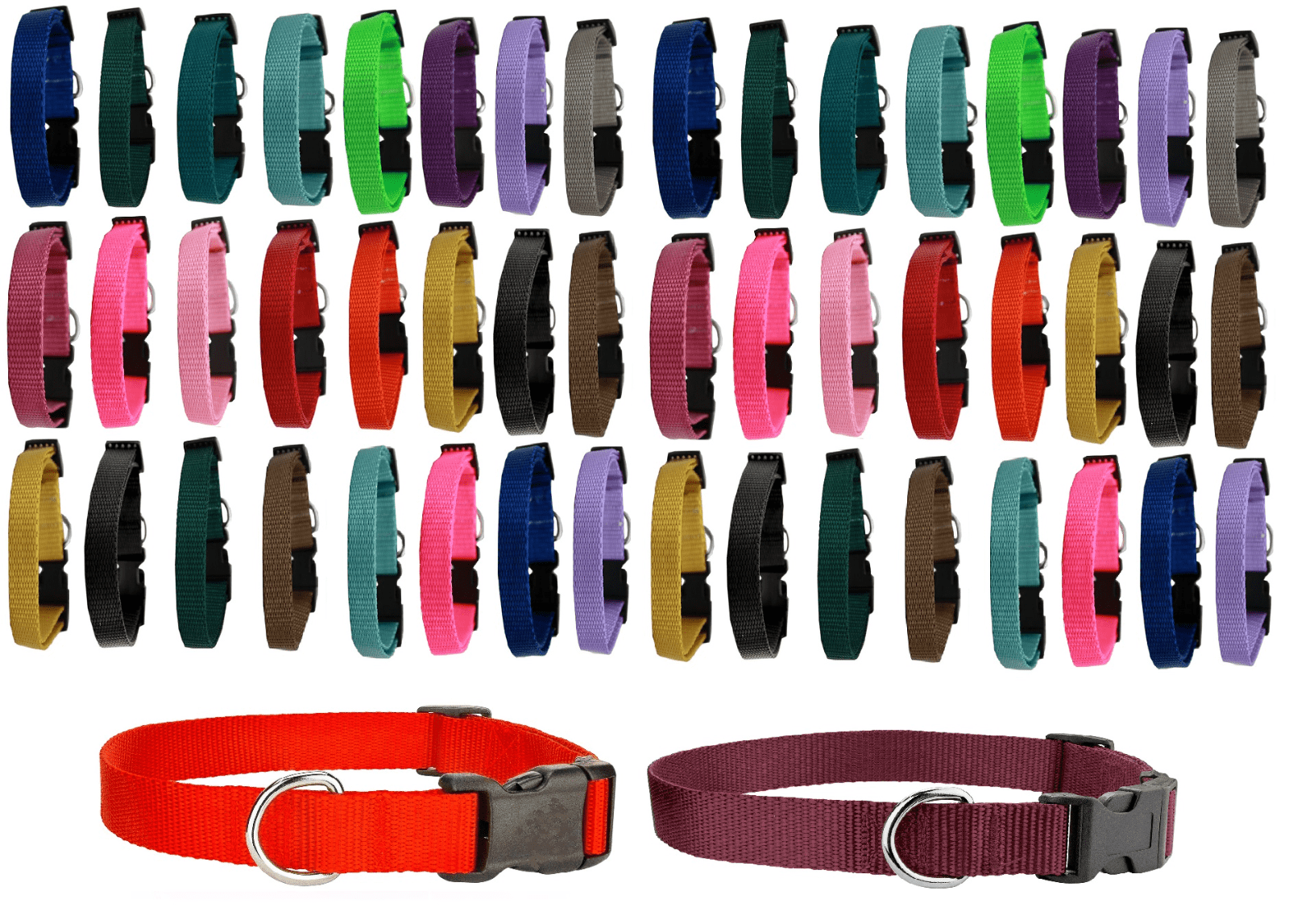 Dog Collar Shelter Rescue Vet Bulk Pack 50 Assorted Color Adjustable
