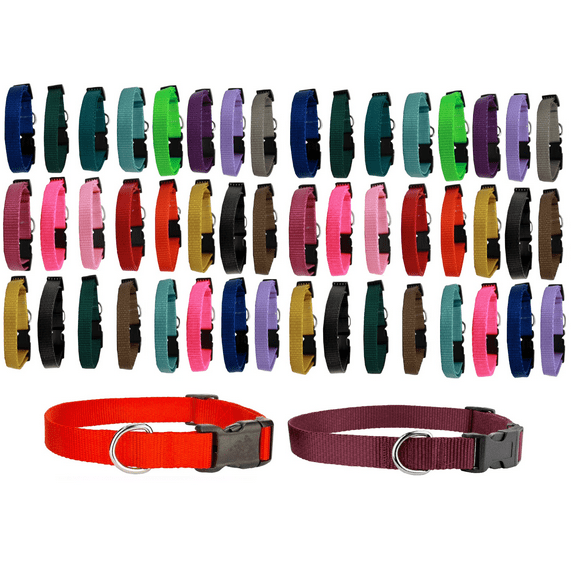 Dog Collar Shelter Rescue Vet Bulk Pack 50 Assorted Color Adjustable Choose Size (Medium - 14 to 20 Inch)