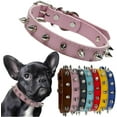 thumbnail image 1 of Dog Collar with Spikes, Girl's Spiked Cat Collars PU Leather Mushrooms Rivet Studded Spiky Puppy Collars for XS Small Medium Dogs Female Pets Like Chihuahua, 1 of 7