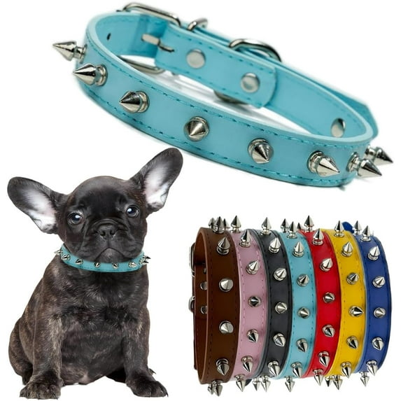 Dog Collar with Spikes, Girl's Spiked Cat Collars PU Leather Mushrooms Rivet Studded Spiky Puppy Collars for XS Small Medium Dogs Female Pets Like Chihuahua