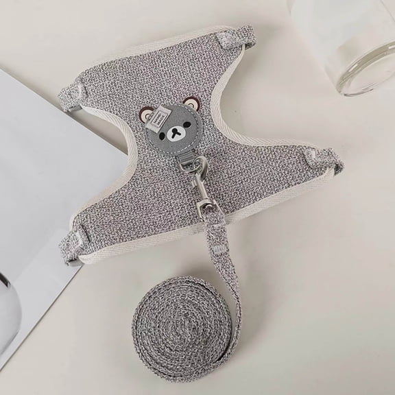 Dog Collar Teacup Dog Leash Small Pet Cat Rabbit Collar Chest Strap Dog Leash Puppy Leash Extra Small Pet Harness, S, Grey 1PC