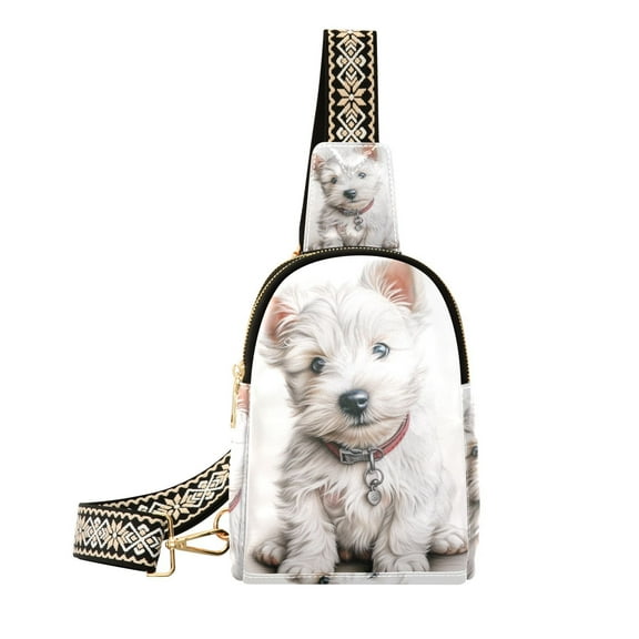 Dog Collar White Crossbody Bags Backpack Chest Bag Shoulder Bag Waist Bag for Outdoor Travel Hiking Fitness Cycling