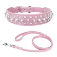 thumbnail image 1 of Dog Collar With Leash, PU Leather Dog Collars For Bull, Studded For Small Medium Large Dog Pink, 1 of 4